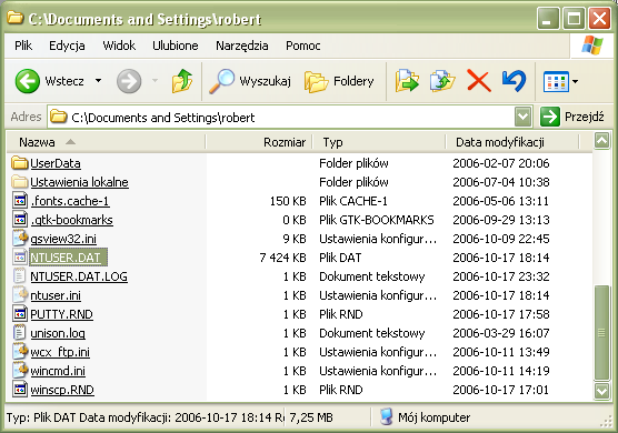 Konfiguracja Windows - Rejestr Binarny rejestr systemowy rozbity na dwie części: