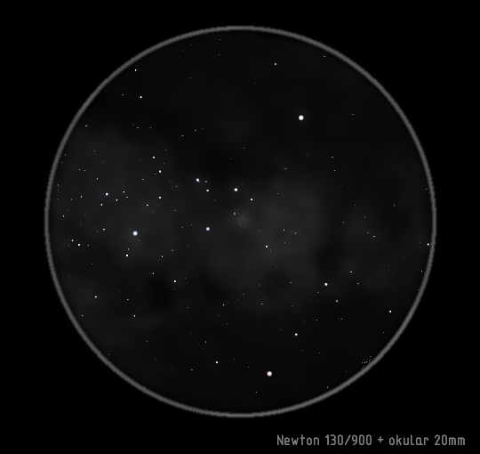 Trójlistna Koniczyna, Messier 20, (NGC 6514) Messier 23 (NGC 6494) Jasna, gęsta gromada otwarta bogata w gwiazdy. Jej średnica wynosi około 27'.