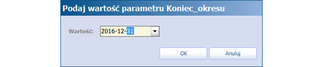 Wymagany zakres danych niezbędnych do prawidłowej generacji sprawozdań 3.