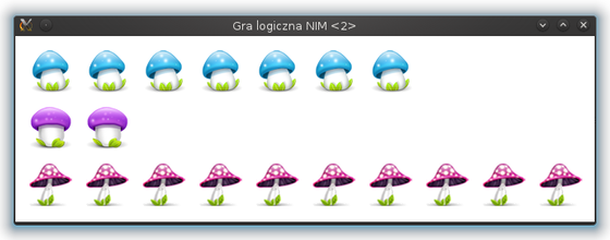 Nazwa implementacji: Gra logiczna NIM Autor: Stanisław Ubermanowicz Piotr Fiorek Opis implementacji: Realizacja gry logicznej, w której chodzi o to, aby podczas naprzemiennego pobierania obiektów z