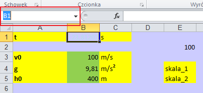 Rysunek 10. Parametry paska przewijania 8. Odkliknij zaznaczenie paska (kliknij w dowolnym miejscu arkusza, aby pozbyć się zaznaczenia z paska przewijania). Wypróbuj jego działanie.