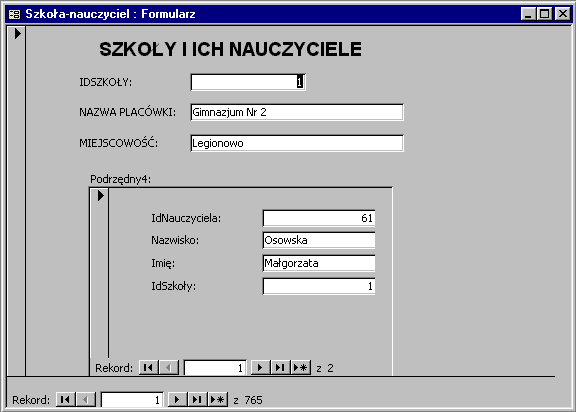 Rysunek 57 6. Formularz z podformularzem jest prawie gotowy. Zobacz jak wygląda i działa.