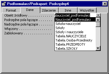 Rysunek 55 Do utworzonego obiektu (Niezwiązany) należy teraz podłączyć podformularz.