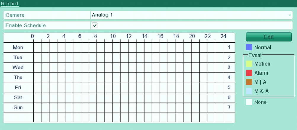 9/20 Dla każdego kanału w Menu główne Record / Nagrywanie Schedule / Harmonogram możemy ustawiać parametry nagrywania.