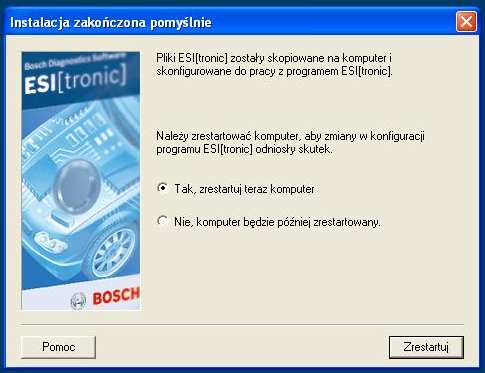 Po ponownym uruchomieniu komputera startujemy program ESI[tronic] z zainstalowanej wcześniej BOSCH APLIKACJI w