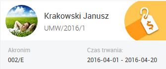 7.3 Umowy zlecenia Na liście Umów zleceń wyświetlane są osoby z trwającymi umowami cywilnoprawnymi. Dostęp do umów zleceń jest uzależniony od nadanych wcześniej uprawnień.