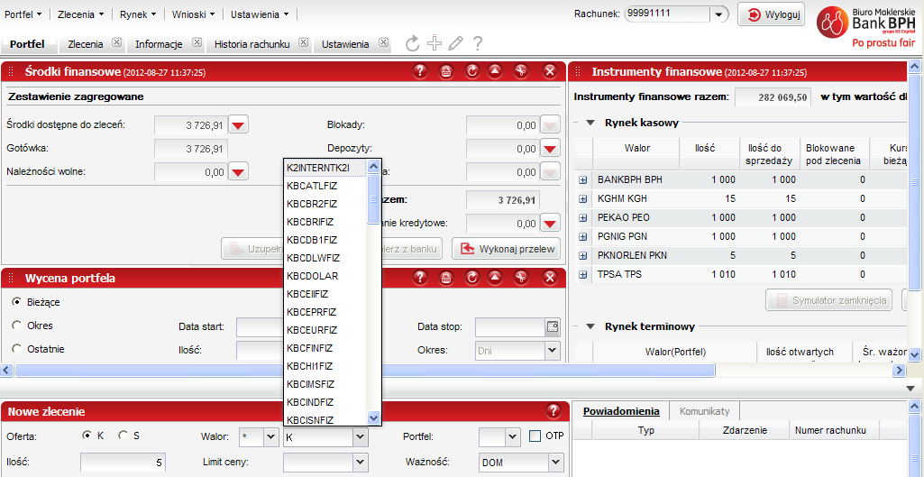 Rysunek 41 f) Składając zlecenie należy określić jego podstawowe parametry: rodzaj oferty: kupno lub sprzedaż (Rysunek 42): Rysunek