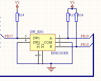 Enkodery kwadraturowe laboratorium Schemat elektryczny układu enkodera podłączonego do procesora AMR wykorzystywanego na zajęciach.