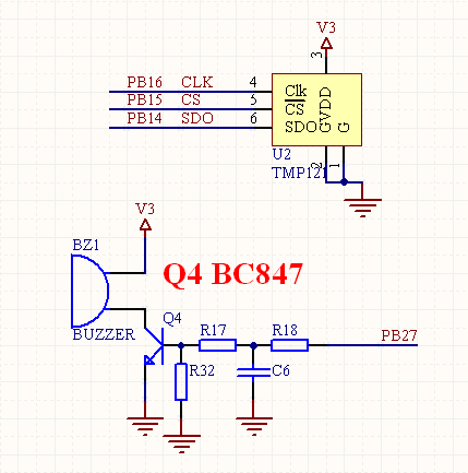 Płyta nakładkowa termometr, buzzer Złącze do procesora ARM Termometr cyfrowy JP24P PWM2 PWM3 V3 PB13 PB15 PB17 PB19 PB21 PB23 PB25 PB27 PB29 PB31 1 3 5 7 9 11 13 15 17 19 21 23 25 27 29 2 4 6 8 10 12