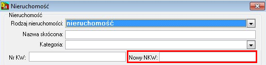 Uwaga! W szczegółach wskazanej nieruchomości wymagane jest uzupełnienie nowego numeru Księgi Wieczystej i wprowadzenie go w polu Nowy NKW.