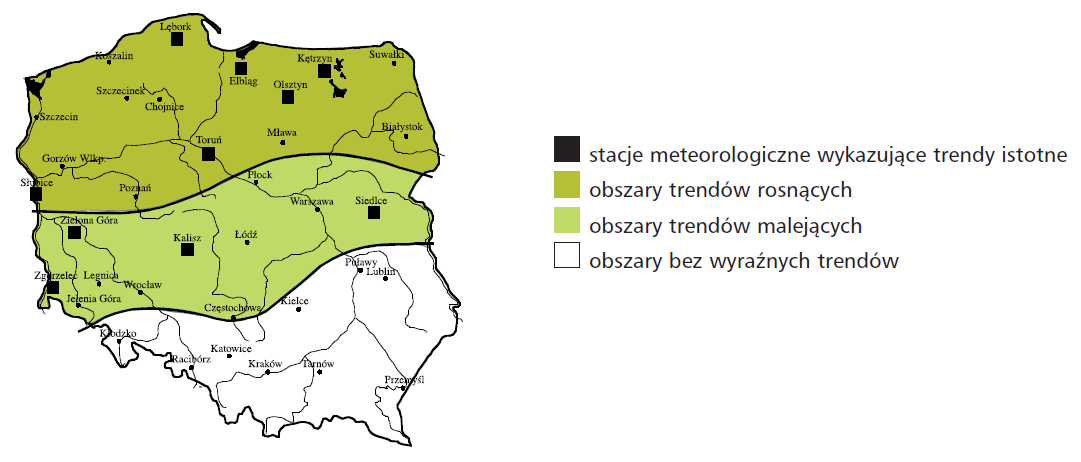 Ze względu na wysokośd opadów notowaną w poszczególnych latach na obszarze dorzecza Niemna zaobserwowad można trend rosnący. Rysunek 2.