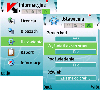 Rysunek 67: Konfiguracja wyświetlania okna stanu ZARZĄDZANIE POWIADOMIENIAMI DŹWIĘKOWYMI W przypadku niektórych zdarzeń możliwa jest konfiguracja powiadomień dźwiękowych (wykrycie zainfekowanych