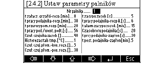 3.2.3.2 Konfiguracja palników W tej części ekranu konfigurujemy parametry dla poszczególnego palnika: 1. t załącz. grzałki - rozp. Czas załączenia grzałki w pojedynczym cyklu rozpalania 2.