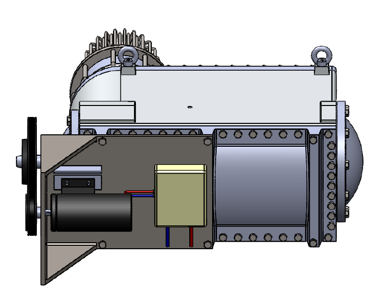 Model bryłowy silnika Stirlinga przedstawiono na rysunku 5 i 6. Natomiast na rysunku 7 przedstawiono rendering modelu.