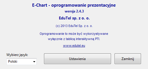 3.1 Program obsługi tablicy E-Chart W celu uruchomienia oprogramowania E-Chart należy na Pulpicie komputera (lub z menu Start) wybrać (dwukrotnie kliknąć) ikonkę E-Chart.