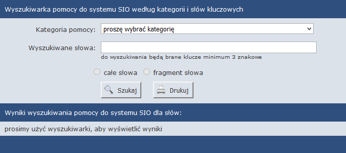 POMOC W OBSŁUDZE PROGRAMU SIO