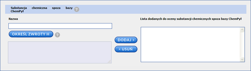 Program wyszukuje substancje chemiczne na temat, których informacje umieszczone są w bazie CHEMPYŁ.