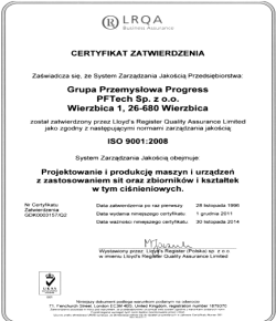 proces produkcji spełnia międzynarodowe wymagania w zakresie jakości. Uznanie i zaufanie naszych Odbiorców potwierdzają liczne nagrody i wyróżnienia zdobyte przez nasza firmę, a wśród nich min.