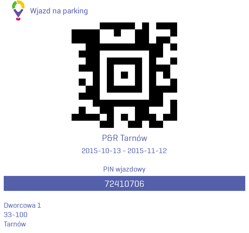 6. Parking Jeżeli użytkownik zakupił bilet SKA i bilet na parking to w zakładce Parking w głównym menu może znaleźć niezbędne informacje do wjazdu na parking.