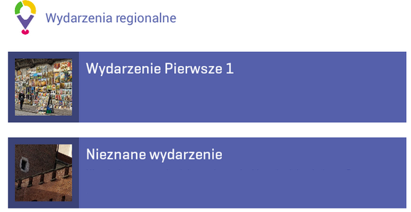 10. Wydarzenie, zniżki Aplikacja umożliwia użytkownikowi przegląd wydarzeń regionalnych oraz koncertów. W celu wyświetlenia wydarzeń należy wybrać przycisk Wydarzenia regionalne.