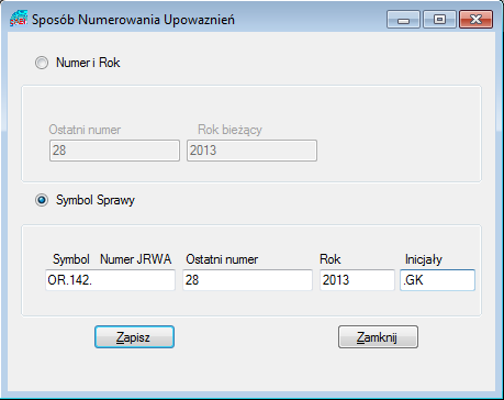 Rysunek 17 Parametry - poczta Rysunek 18 Sposób numerowania upoważnieo Definiujemy w jaki sposób mają byd numerowane upoważnienia.