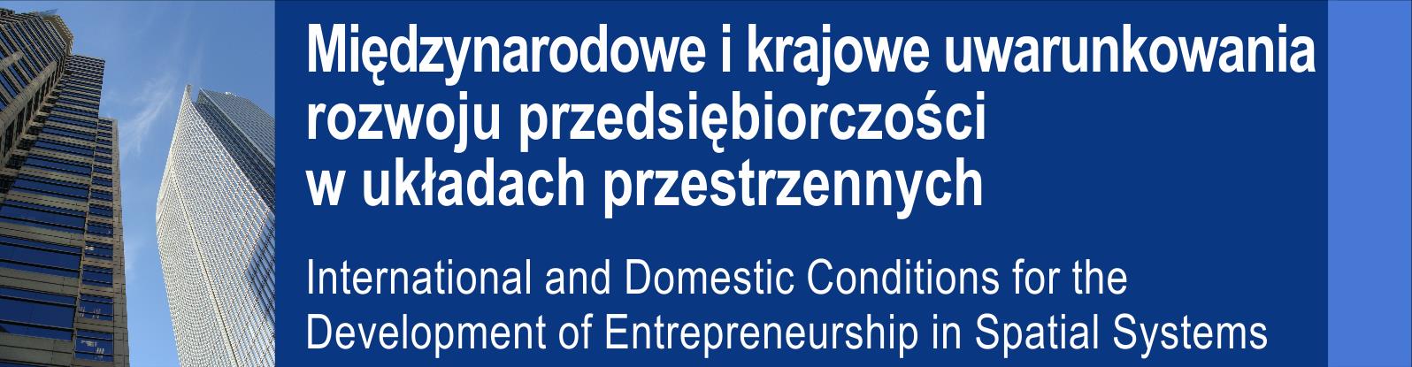 Zakład Przedsiębiorczości i Gospodarki Przestrzennej Instytut Geografii Uniwersytet Pedagogiczny im.