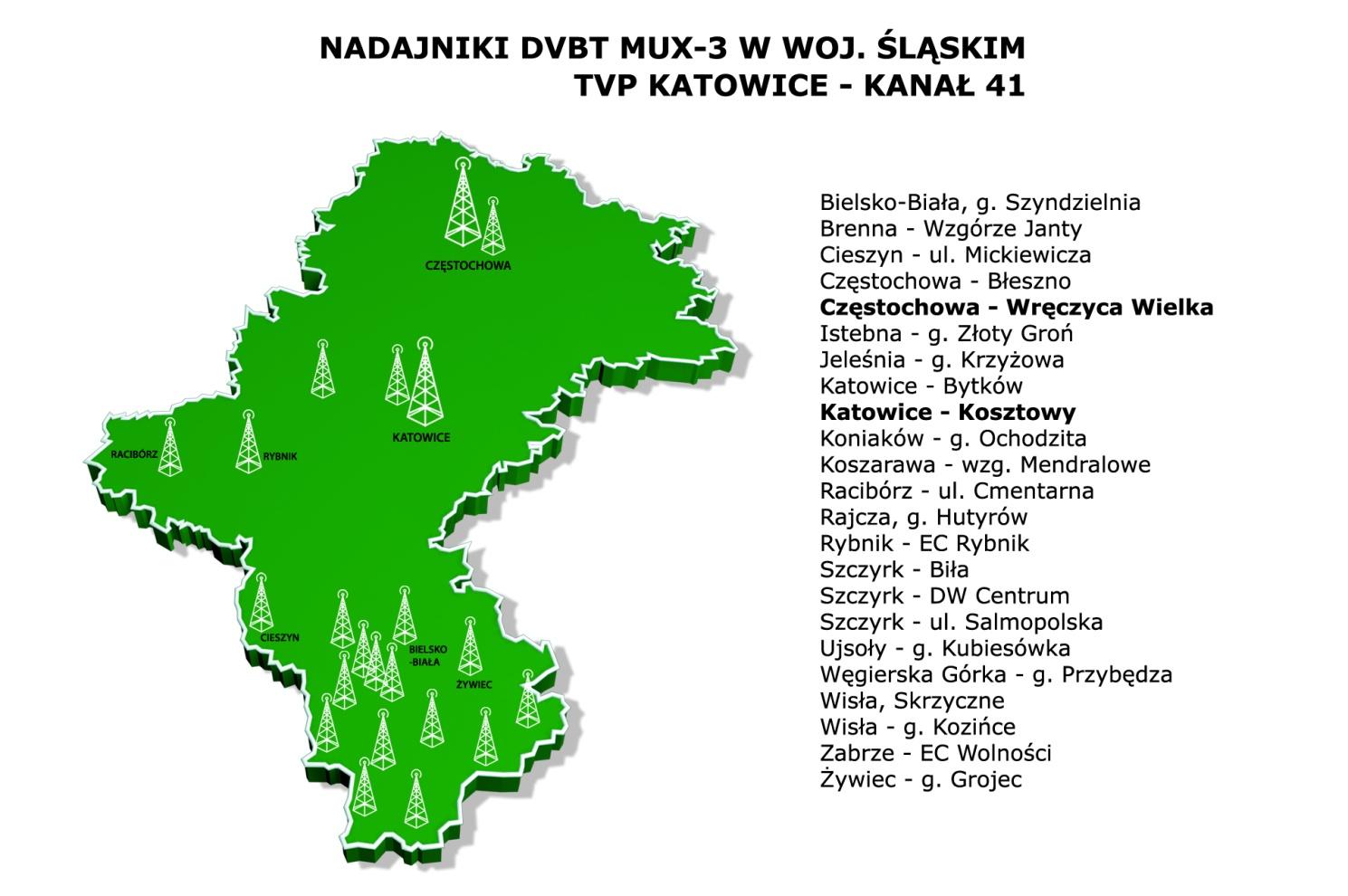 ZASIĘG TVP 3 Katwice t jedna z największych reginalnych stacji Telewizji Plskiej S.A. Obejmuje swim zasięgiem wjewództw śląskie raz częściw wjewództwa sąsiadujące.