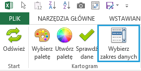 Wybierz zakres danych W arkuszu Dane można zbudować tabelę kilku wskaźników do wyświetlania na mapie (np. za kolejne lata).