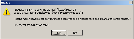 W przypadku edycji i wydruku dokumentu który był wcześniej zaksięgowany. 8. Korekta bilansu otwarcia.