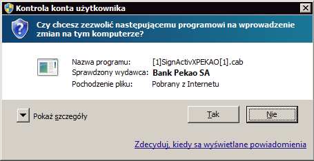 KROK 4 INSTALACJA KOMPONENTU PODPISU ELEKTRONICZNEGO W kolejnym kroku należy w przeglądarce internetowej zainstalować komponent podpisu elektronicznego czyli dostarczany przez Bank bezpieczny