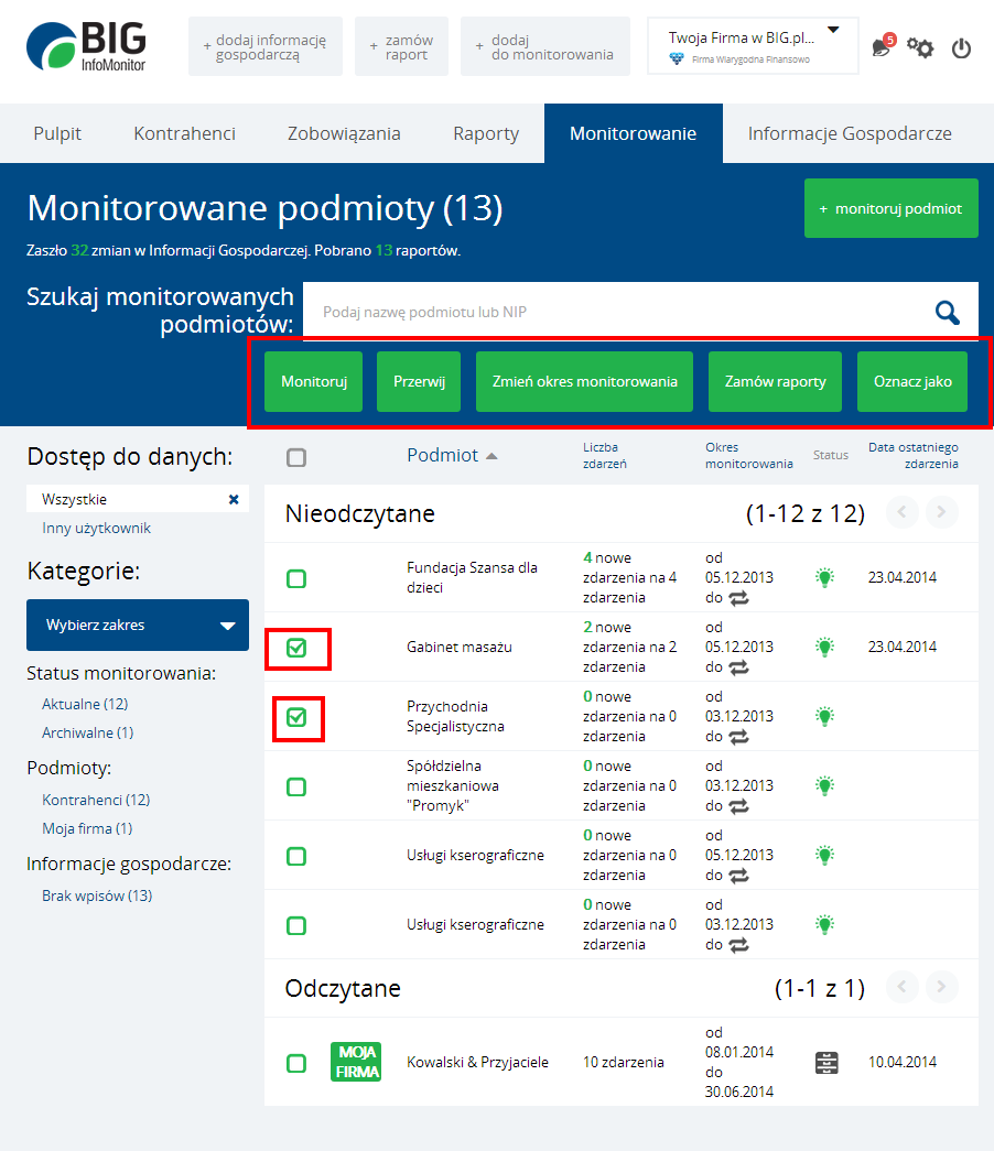 Instrukcja Użytkownika System BIG.pl Strona 129 z 186 Możliwe jest również wprowadzenie do zlecenia opcji monitorowania ciągłego, zamiast wskazywania konkretnej daty.