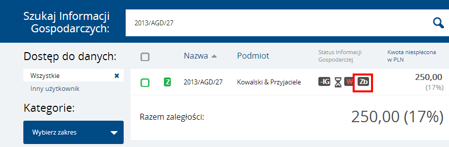 Instrukcja Użytkownika System BIG.pl Strona 170 z 186 W otrzymanym oknie Użytkownik podaje numer NIP przedsiębiorcy, któremu Informacja została zbyta.