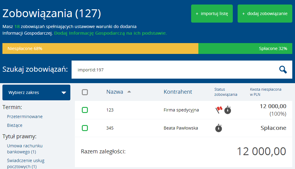 Instrukcja Użytkownika System BIG.pl Strona 184 z 186 Za pomocą funkcji Wybierz plik Użytkownik wskazuje plik z danymi, które chce zaimportować. Plik powinien być zapisany w formacie.