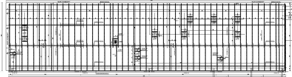 K-2 Do wykonania konstrukcji murowej zastosowano następujące materiały: - ściany gr. 24cm z pustaków z betonu komórkowego kl. 05 na zaprawie cem-wap.