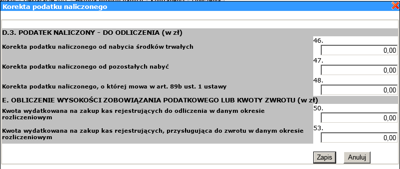 Po wygenerowaniu deklaracji VAT-7 (16) należy za pomocą przycisku VAT KN otworzyć formularz.