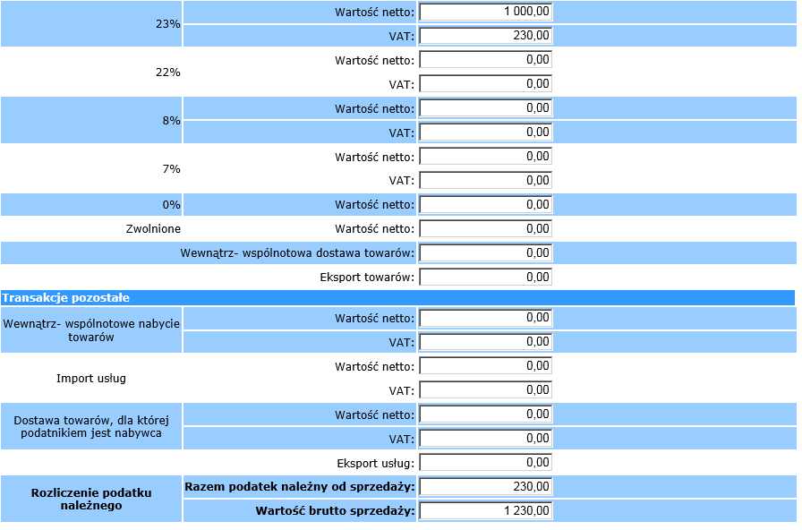 Wypełnij poniższe pozycje zgodnie z fakturą VAT.