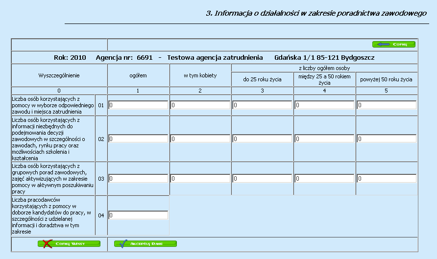 Formularz informacji o