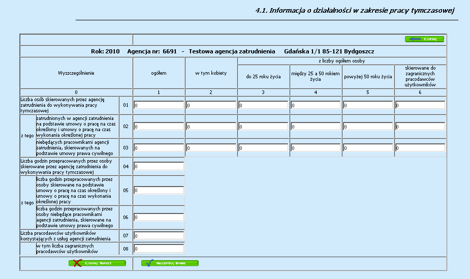 Formularz informacji o