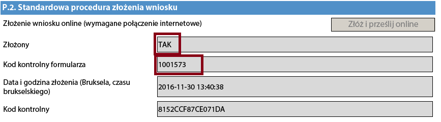 Przyjrzyjmy się wszystkim powyższym polom, aby zrozumieć ich znaczenie i wykorzystanie: Złożony ("Submitted") pokazuje, czy złożenie zakończyło się sukcesem. TAK ("YES") wskazuje wynik pozytywny.