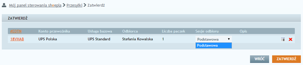 pozwala na wyodrębnienie konkretnych przesyłek i wygenerowanie raportu zbiorczego tylko dla tej partii. Krok 1 Dodawanie sesji odbioru.