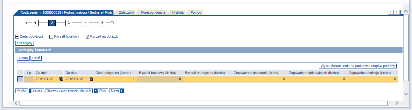 2.2. Na ekranie drugim rozliczenia - Świadczenia ryczałtowe można zmodyfikować rodzaje i szczegóły świadczeń.