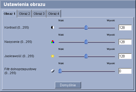 36 pl Konfgurowane za pomocą przeglądark secowej VIP X1600 5.10 Ustawena obrazu Obraz z każdej kamery można regulować, aby dostosować go do wymagań użytkownka.