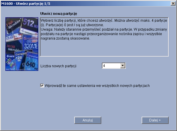 VIP X1600 Konfgurowane za pomocą przeglądark secowej pl 51 5.18.1 Tworzene partycj Maksymalna lczba partycj jest zdefnowana odpowada lczbe wejść wzyjnych w module.