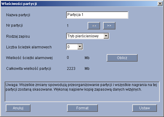 VIP X1600 Konfgurowane za pomocą przeglądark secowej pl 53 5.18.4 Edycja partycj Konfgurację partycj można modyfkować w dowolnym momence.