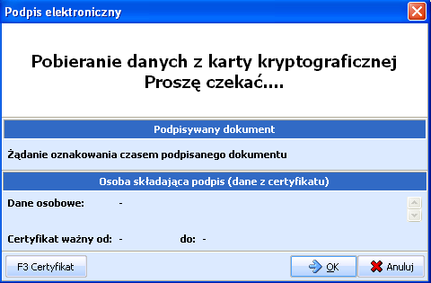 INSTRUKCJA Zgodnie z informacją widoczną w oknie programu Podpis elektroniczny etapu III, użycie w nim przycisku OK jest równoznaczne ze złożeniem podpisu elektronicznego. ETAP IV.