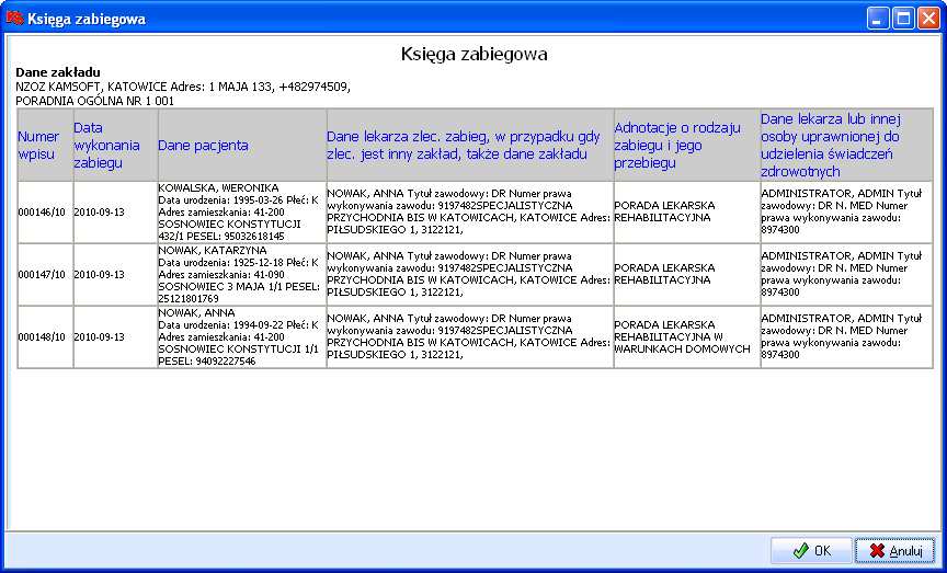 INSTRUKCJA Użycie w oknie Księga zabiegowa przycisku OK uruchomi program do podpisu elektronicznego i samego procesu składania podpisu.