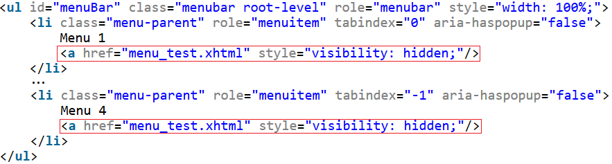 Dostępne GUI w JSF menu główne implementacja (2/3) menubar.js jest wyspecjalizowana do obsługi menu rozwijanych i nie posiada odpowiednich zachowań związanych z wyborem elementu menu głównego poziomu.