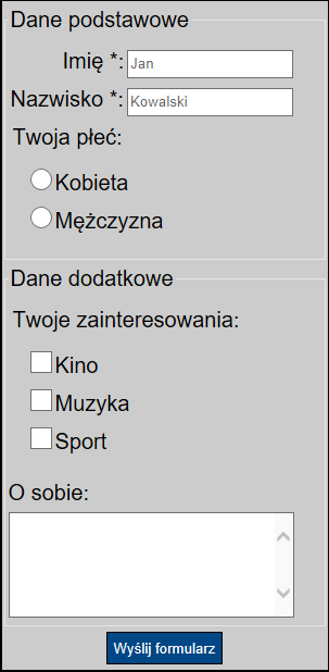 Dostępne GUI w JSF formularze Dobrze zaprojektowane powinny dać się wypełnić i przesłać przy użyciu samej klawiatury.