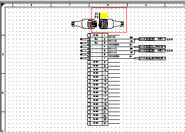 Menu główne: Menu kontekstowe: Edycja > Idź do > Wygenerowany element Idź do > Schemat złącza Wskazać konektor wiązki. Wyświetli się schemat złącza, który zawiera wskazane złącze.