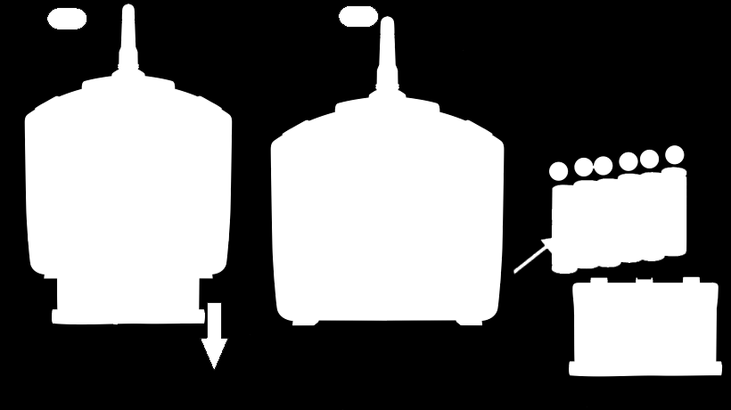 1. Kontrolka zasilania 2. Moduł 1 : uruchomienie modułu 1 (bańki, woda, kamera, wyciągarka, wyrzutnia) 3. Drążek przepustnicy/odchylenia 4. Trymer przepustnicy 5. Trymer odchylenia 6.